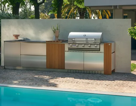 Strumenti e metodi di pulizia per ogni componente (foto Barbecue Aster Cucine Outdoor lineare)