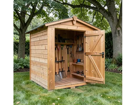 casetta di legno in giardino