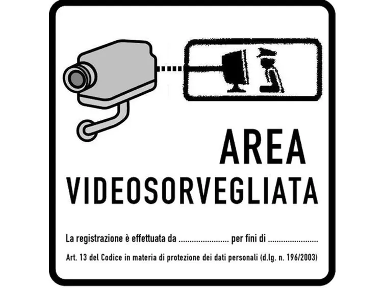 Cartello di un'area videosorvegliata