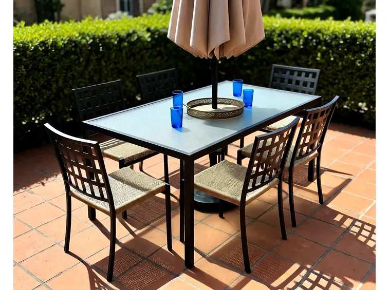 Patio con mattonelle in cotto