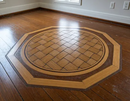 Pavimento in legno con decorazioni