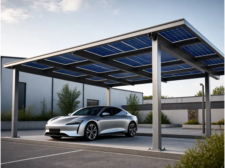 Pensiline fotovoltaiche in alluminio.