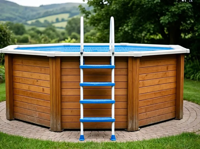 piscina rivestita in legno