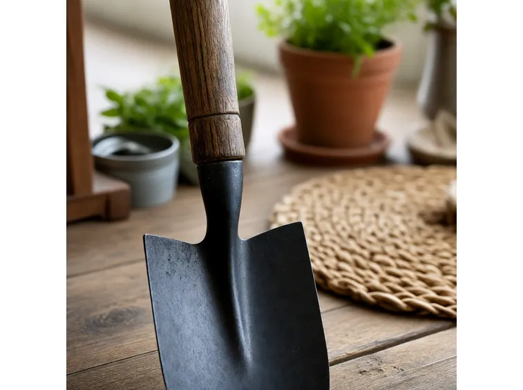 pala di legno con maniglia di legno e lama di ferro