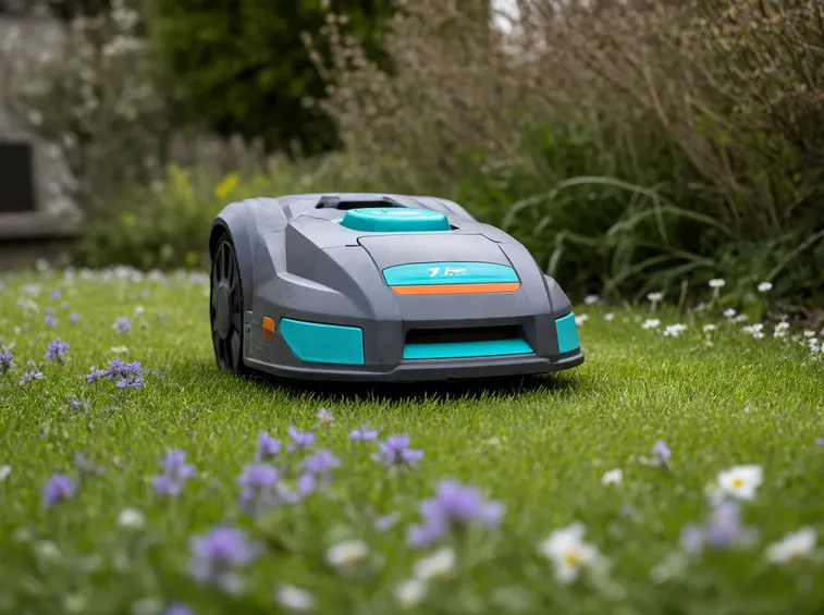 Robot rasaerba in funzione