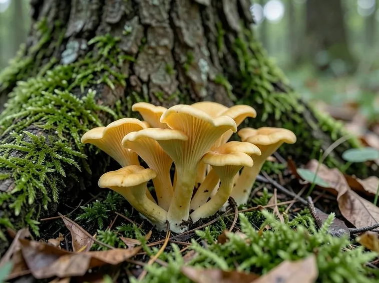 Un folto gruppo di Cantharellus lutescens