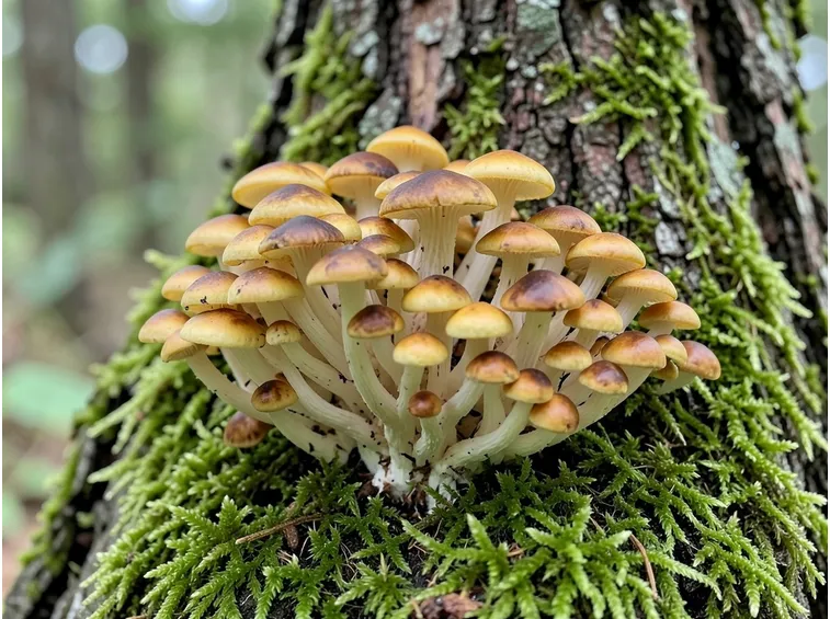 Insediamento di funghi Chiodini