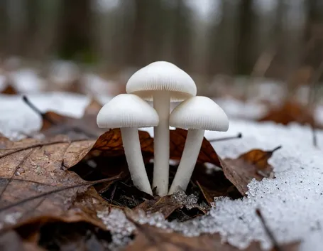 L'Hygrophorus marzuolus si trova spesso quando c'è ancora la neve