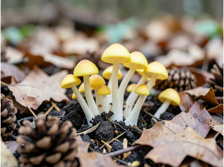 Un gruppetto di Armillaria mellea, che somiglia molto all'Hypholoma fasciculare