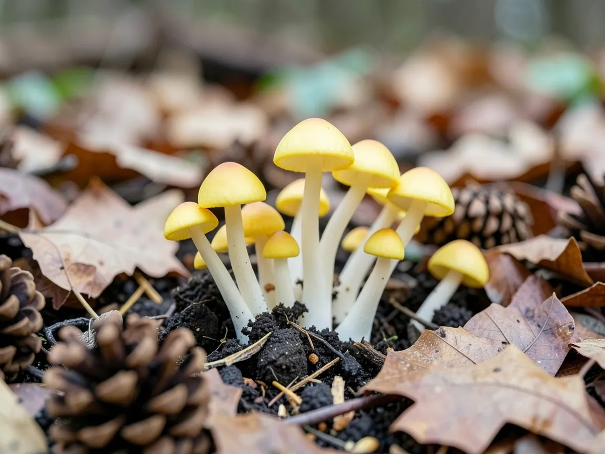 Un gruppetto di Armillaria mellea, che somiglia molto all'Hypholoma fasciculare