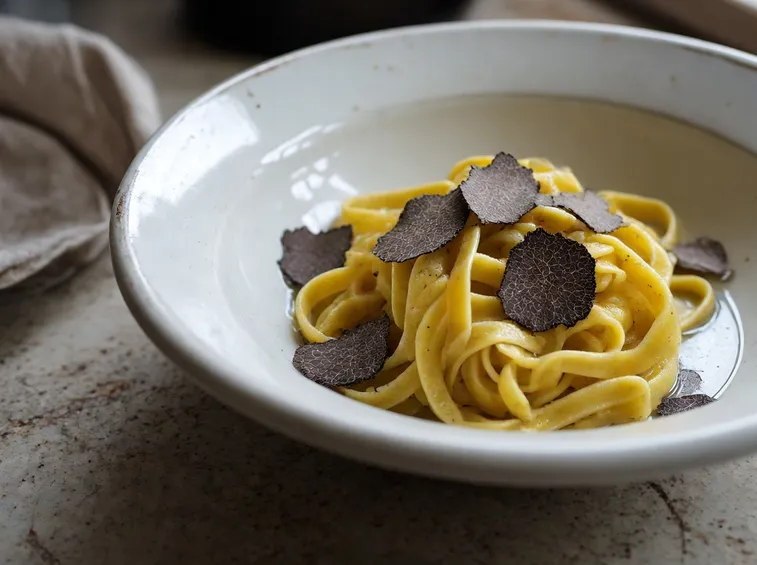 Tagliatelle condite con tartufo scorzone