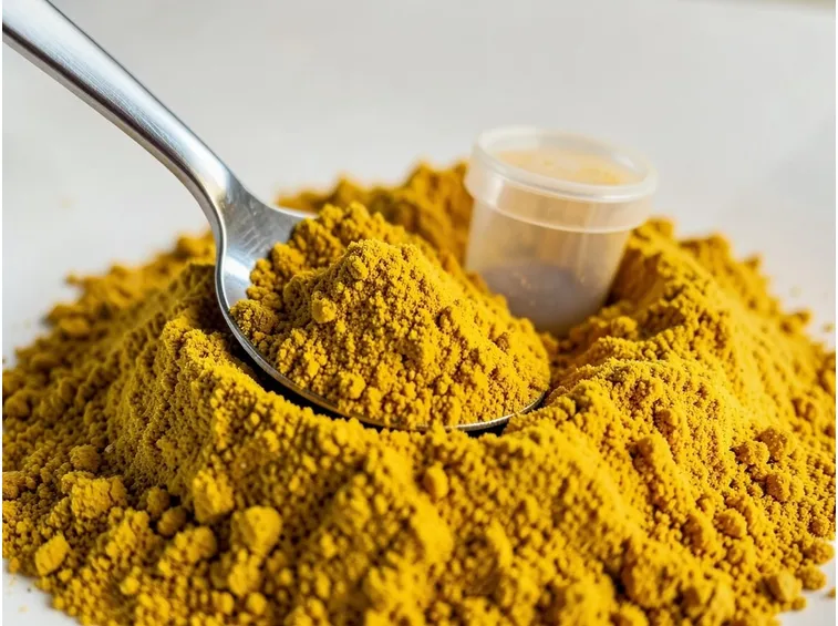 La curcuma in polvere usata come spezia in cucina