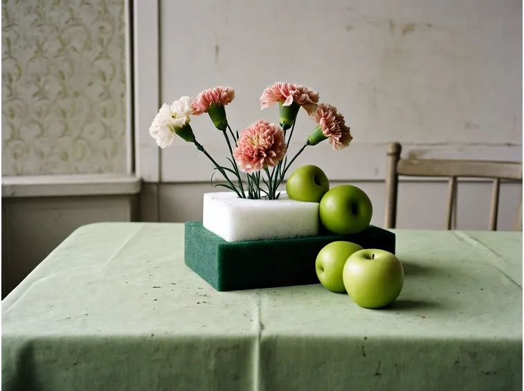 composizione floreale con frutta