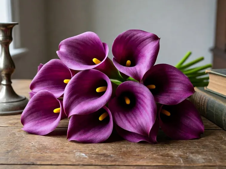 La calla viola, detta anche calla nera. Simbolo di vita eterna ed associata al culto dei morti.