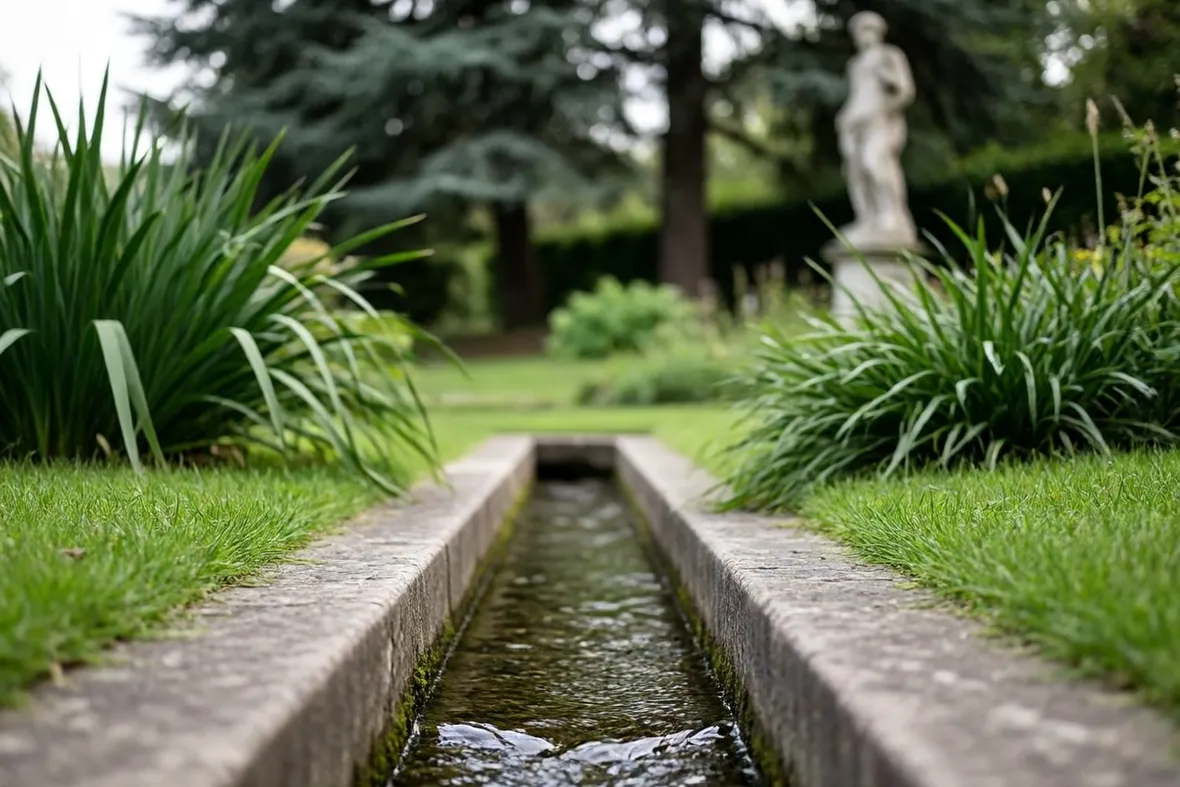 Il canale del dagone all'interno dei giardini