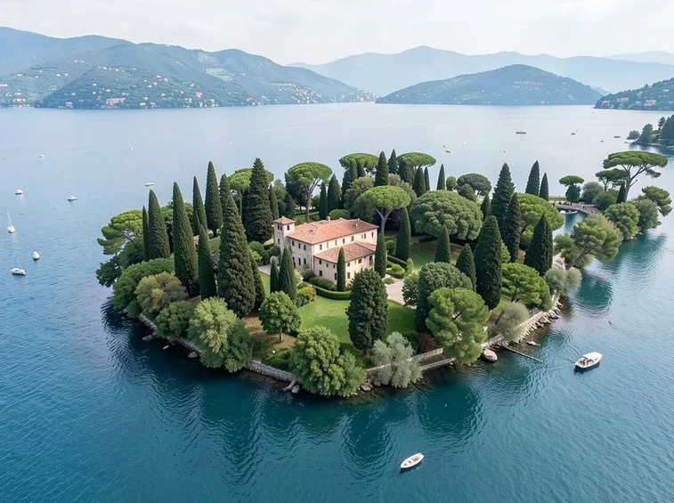Vista dall'alto dell'isola del Garda