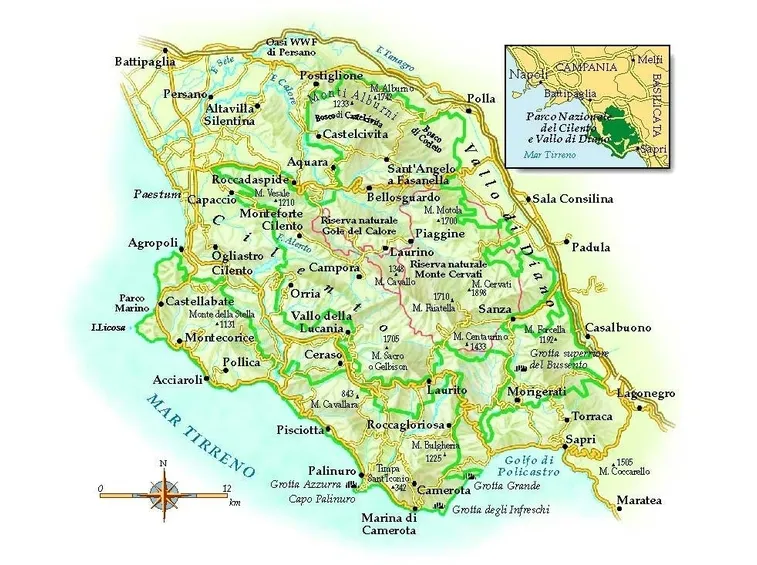 Cartina del Parco del Cilento