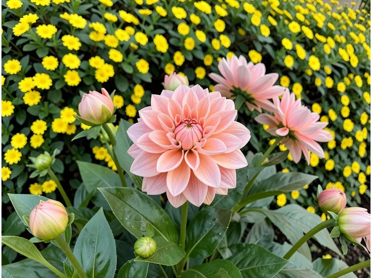 Splendide dalie dal colore delicato