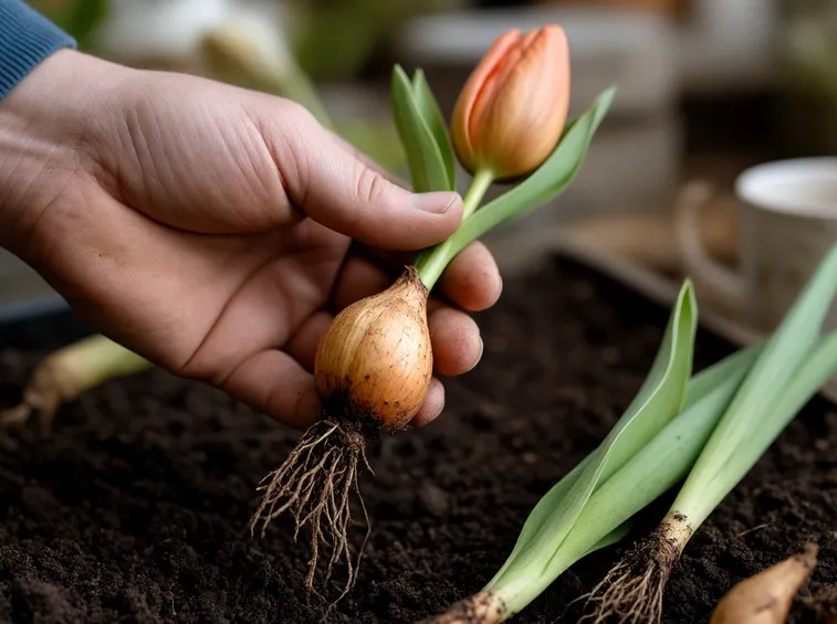 tulipani in terra