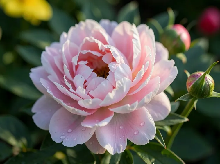 Un esemplare di peonia dai fiori rosa