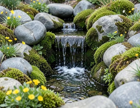 cascate in giardino roccioso