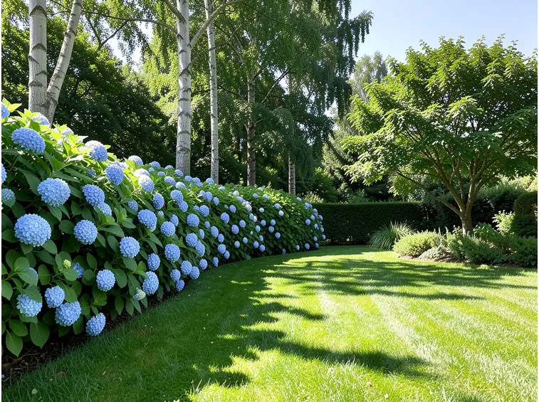 Siepe da giardino con ortensie