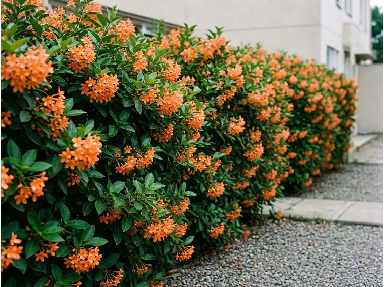 Siepe con fiori colorati