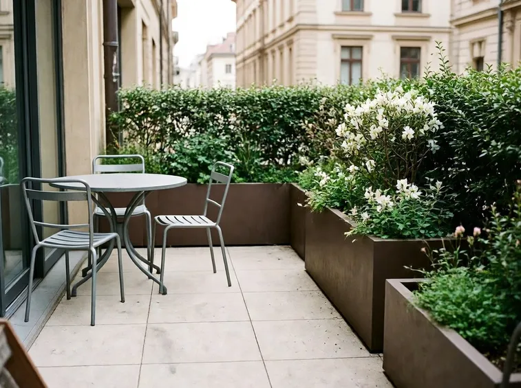 Siepe da balcone in un ampio terrazzo.