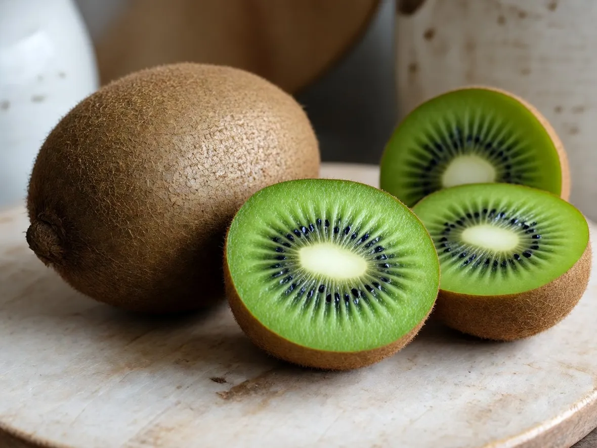 Kiwi tagliato trasversalmente.