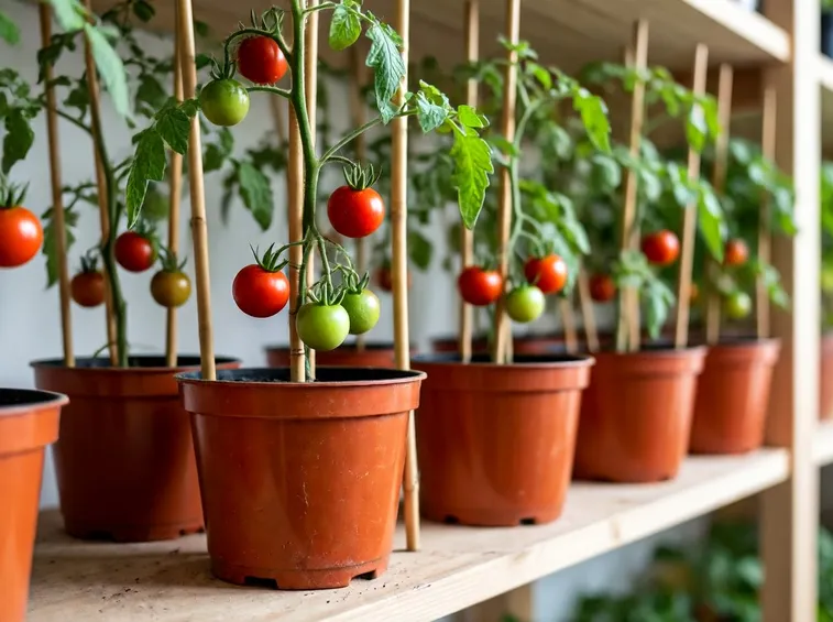 Pomodori ciliegini in vaso