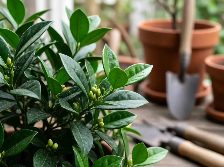 Le foglie della gardenia jasminoides