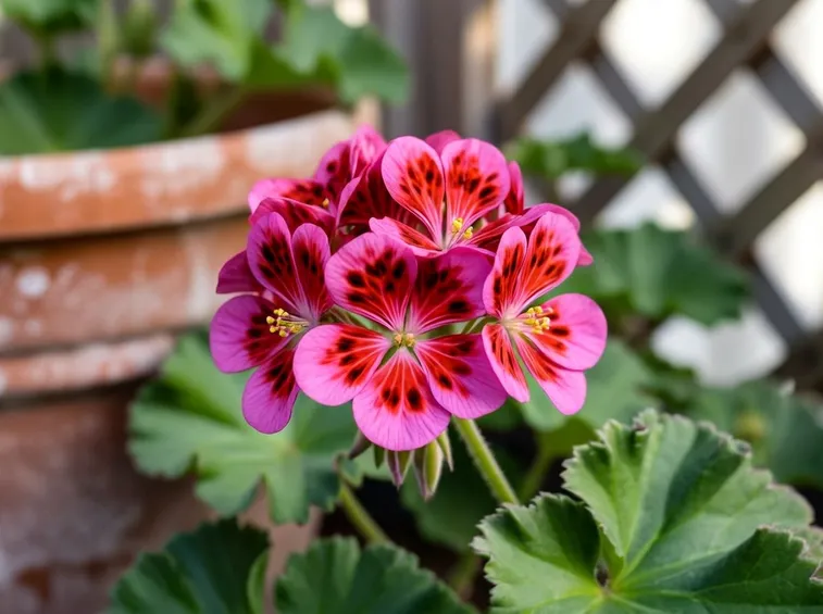 Particolare di un geranio rosa
