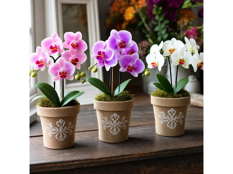 Piante finte con fiori